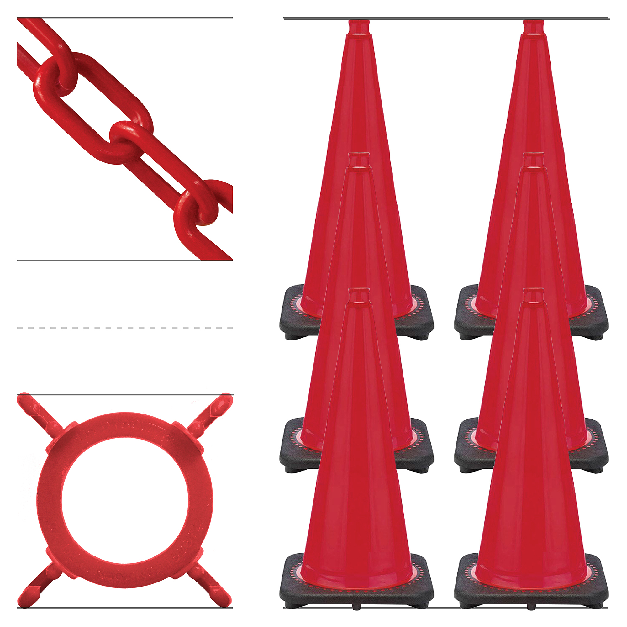 Mr. Chain Traffic Cone and Chain Kit — 28in. Red Cones, Includes Connectors and Chains, Model# 93205-6